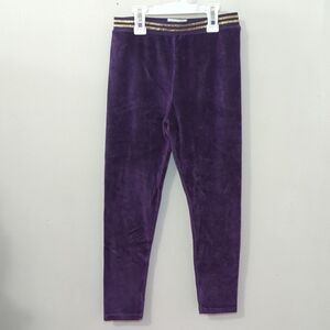 Fatface Young Crew Purple Velvet Leggings with Gold Waistband Girls Size 9/10